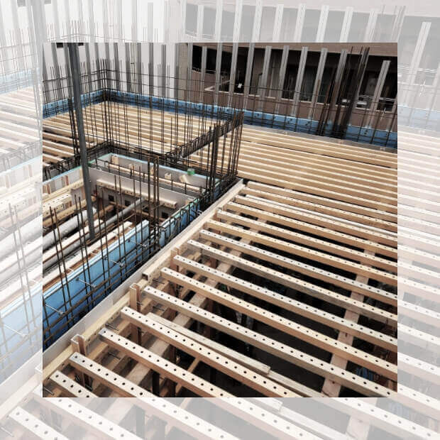 1F大引き、根太施工状況